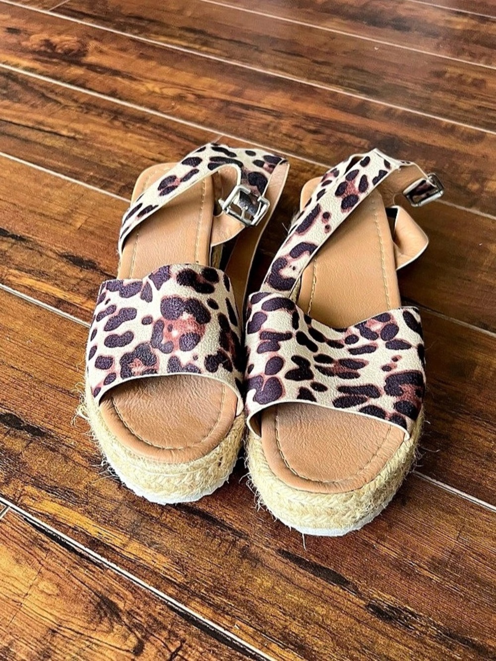 Women's Leopard Print Wedge Sandals